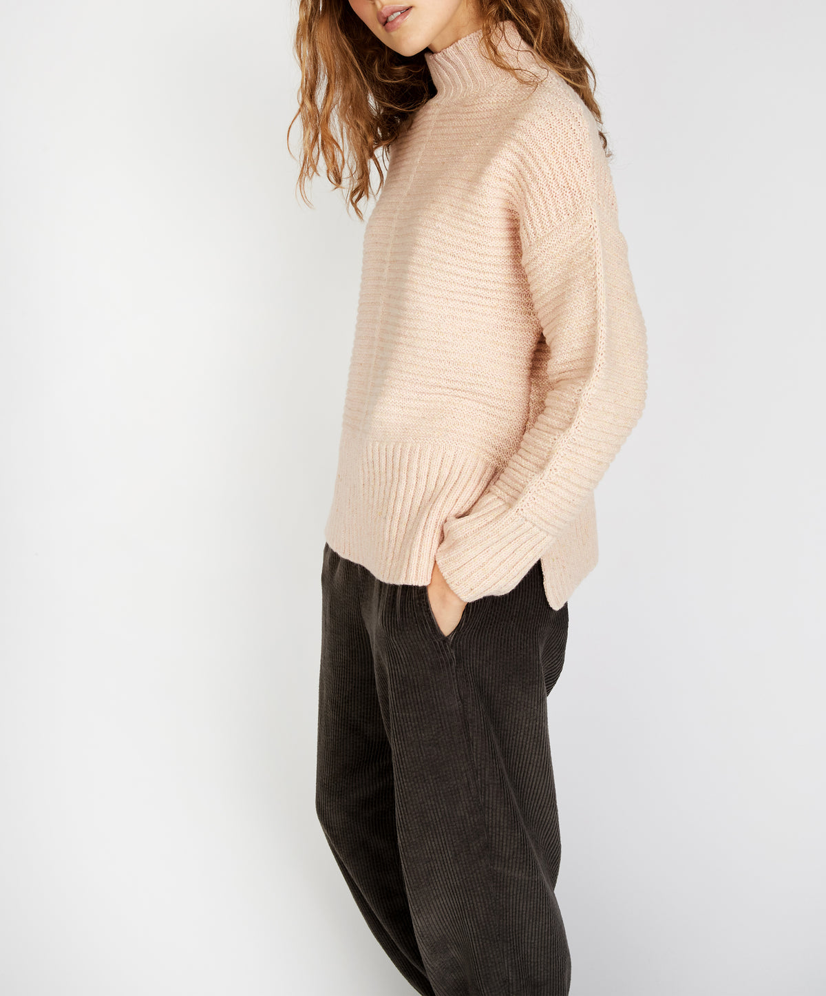 IrelandsEye Knitwear ‘Iris’ Funnel Neck Sweater Dark Denim