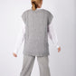 IrelandsEye Knitwear Women's Knitted 'Fennel' Oversized Aran Sweater Vest Pearl Grey