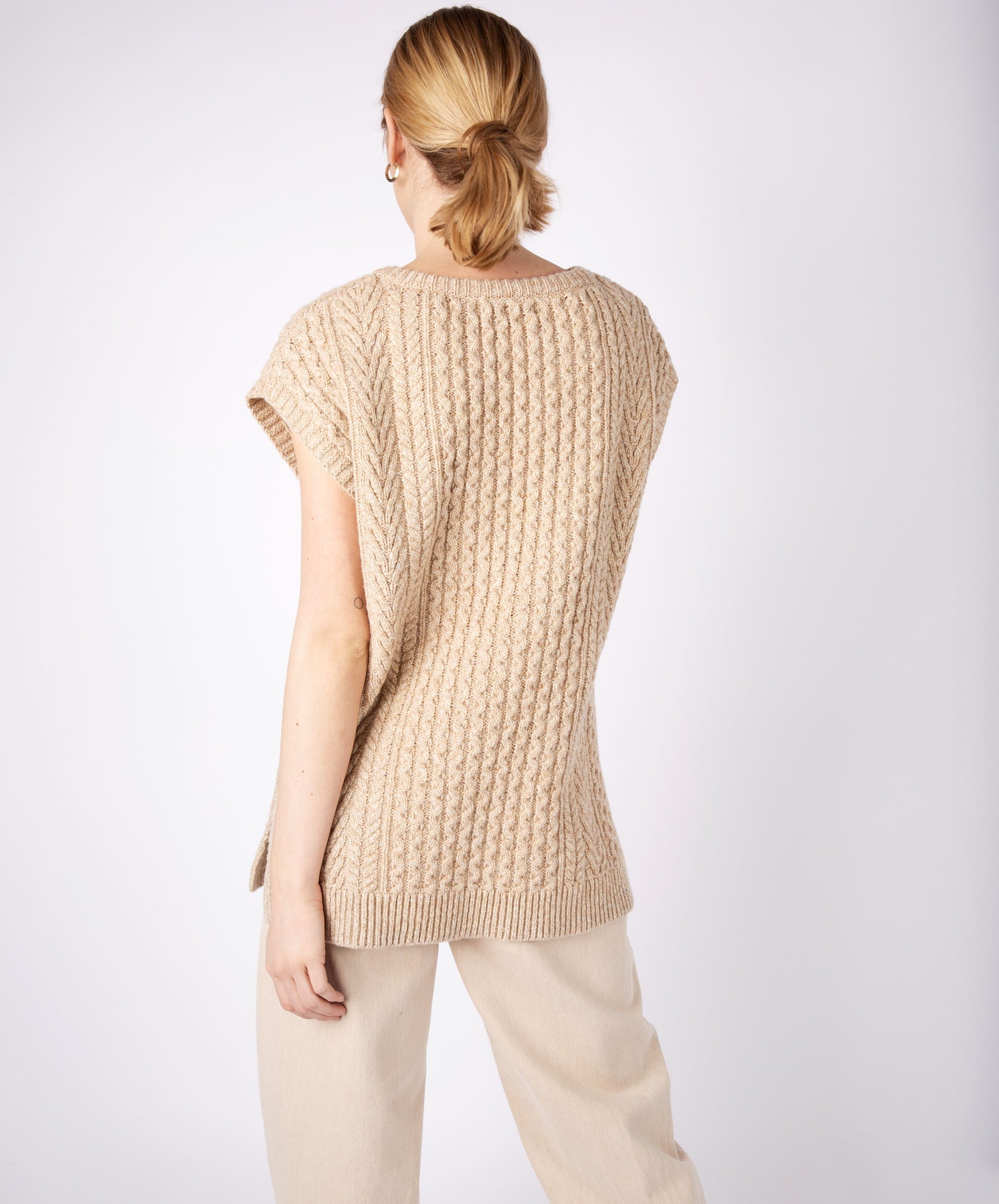IrelandsEye Knitwear Fennel Oversized Aran Sweater Vest Dark Denim