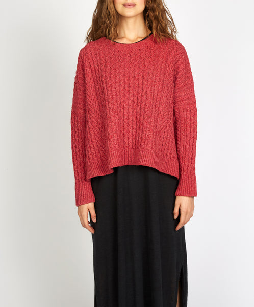 IrelandsEye Knitwear Sorrell Cropped Aran Sweater