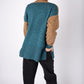 IrelandsEye Knitwear Hawthorn Colour Contrast Cardigan in Aquamarine-Biscuit