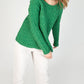 IrelandsEye Knitwear Primrose A-Line Cable Round Neck Sweater Green Marl