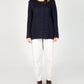 IrelandsEye Knitwear Primose A-Line Cable Round Neck Sweater Navy