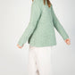 IrelandsEye Knitwear Primose A-Line Cable Round Neck Sweater Sage Marl