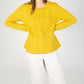 IrelandsEye Knitwear Primose A-Line Cable Round Neck Sweater Sunflower