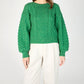 IrelandsEye Knitwear Honeysuckle Cropped Aran Sweater Green Marl