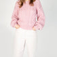 IrelandsEye Knitwear Honeysuckle Cropped Aran Sweater Pale Pink
