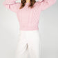 IrelandsEye Knitwear Honeysuckle Cropped Aran Sweater Pale Pink