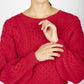 IrelandsEye Knitwear Honeysuckle Cropped Aran Sweater Scarlet