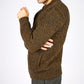 IrelandsEye Knitwear Aran Textured Zipped Cardigan Desert Marl