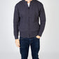 IrelandsEye Knitwear Aran Textured Zipped Cardigan Navy Marl