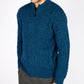 IrelandsEye Knitwear Aran Textured Zipped Cardigan Petrol Marl