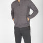 IrelandsEye Knitwear Aran Textured Zipped Cardigan Steel Marl