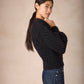 IrelandsEye Knitwear Clover Cropped Aran Cardigan Dark Night