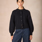 IrelandsEye Knitwear Clover Cropped Aran Cardigan Dark Night