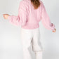 IrelandsEye Knitwear Clover Cropped Aran Cardigan Pale Pink