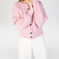 IrelandsEye Knitwear Clover Cropped Aran Cardigan Pale Pink
