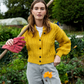 IrelandsEye Knitwear Clover Cropped Aran Cardigan Sunflower