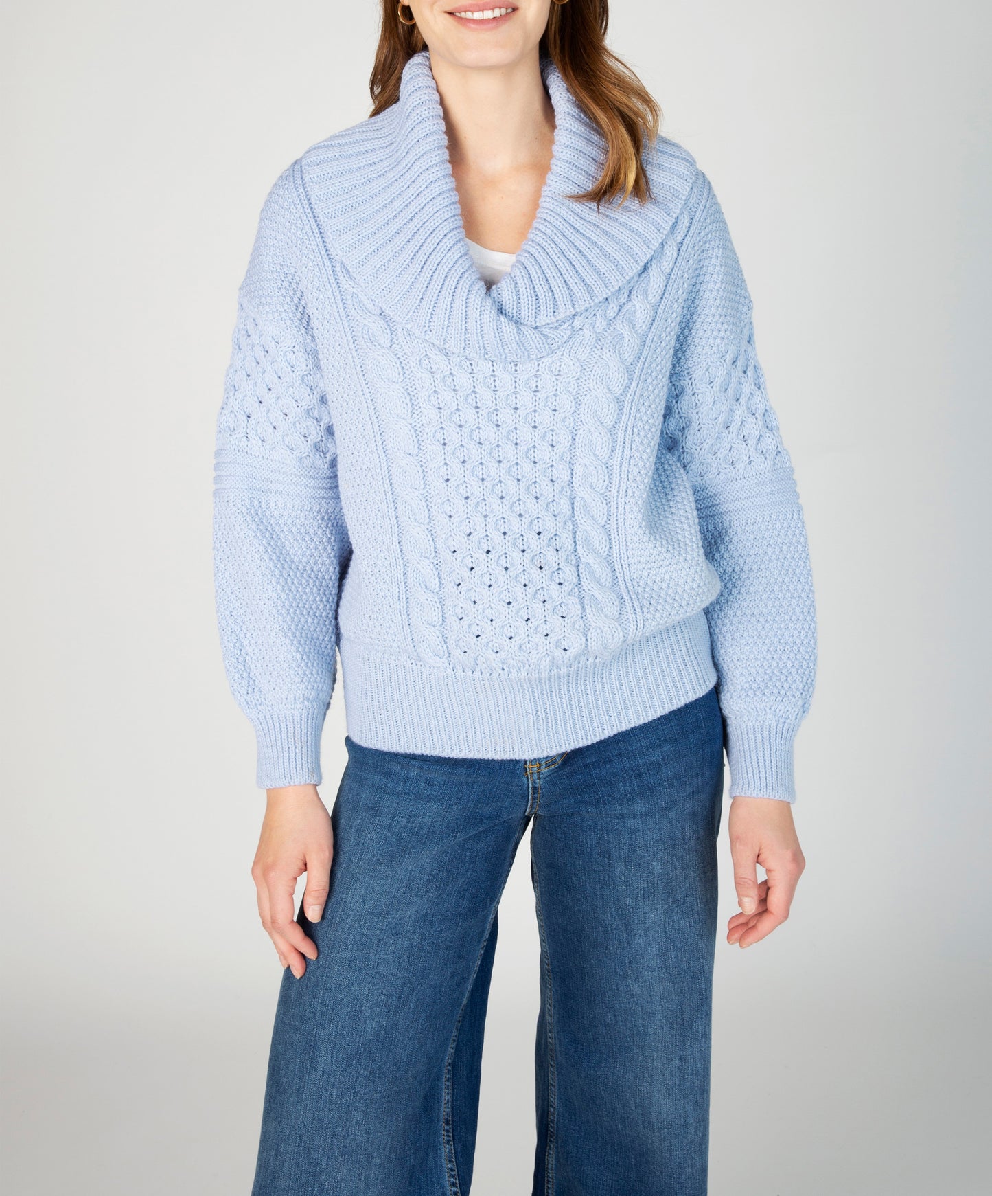 IrelandsEye Knitwear Aster Shawl Collar Oversized Sweater Ice Blue