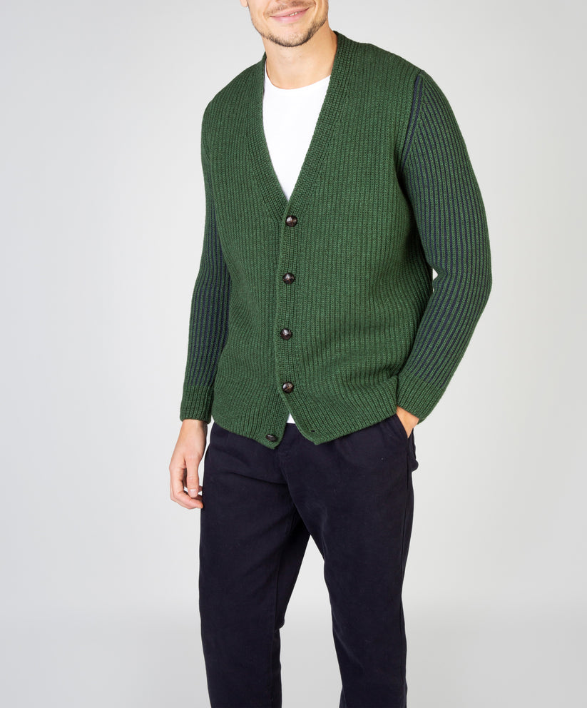 Mens Pinstripe Cardigan - Tundra - IrelandsEye Knitwear