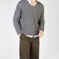 Moss Stripe V-Neck Sweater Grey Frost