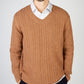 Moss Stripe V-Neck Sweater Nutmeg