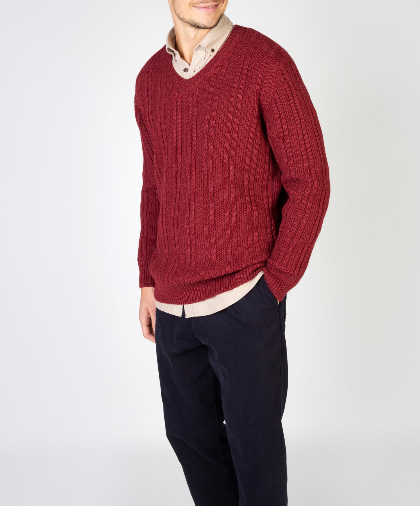 Moss Stripe V-Neck Sweater Sunrise