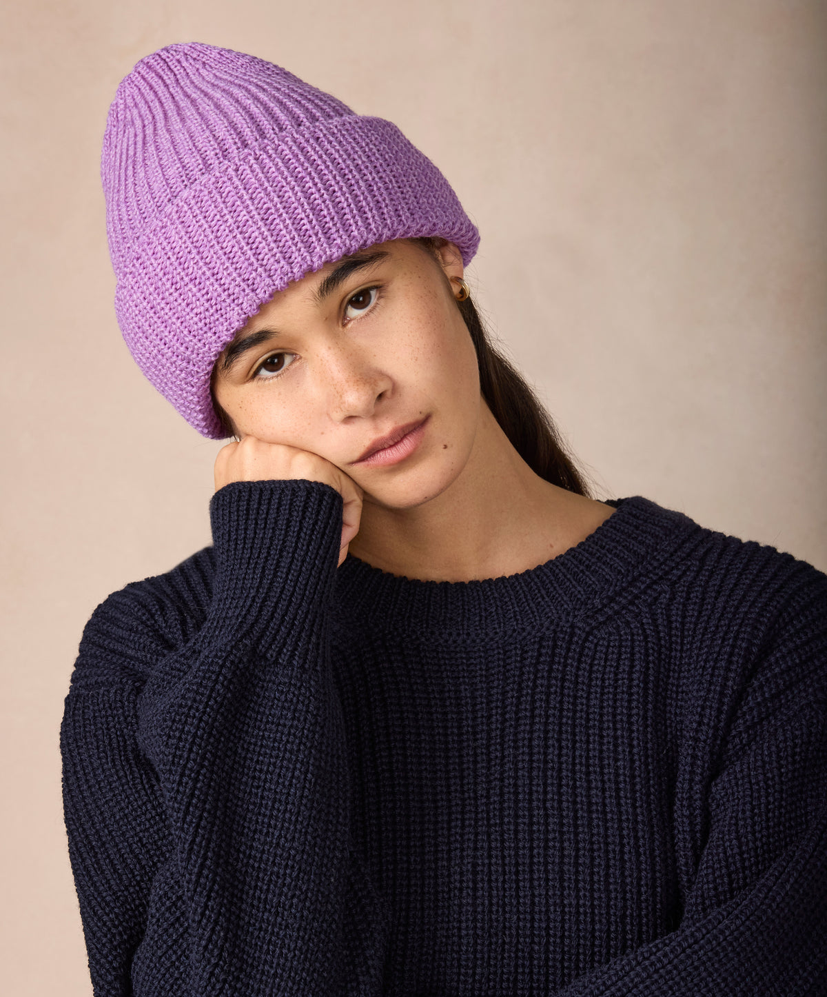 IrelandsEye Knitwear Zinnia Chunky Knit Hat Lilac Marl