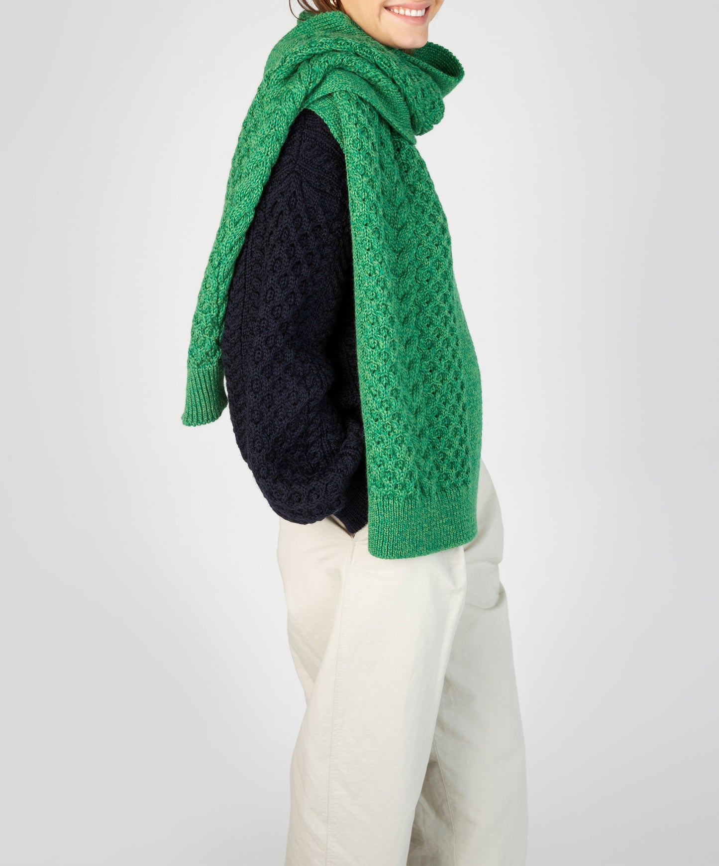 IrelandsEye Knitwear Sundew Oversized Scarf Green Marl