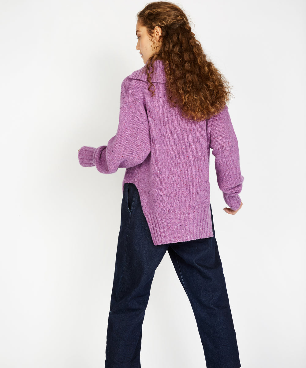 Womens Wilde Slouchy Funnel Neck Sweater Orchid IrelandsEye Knitwear