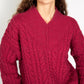 IrelandsEye Knitwear Mill Lane Cable V-Neck Sweater Bramble Berry