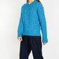 IrelandsEye Knitwear Mill Lane Cable V-neck Sweater Forget-Me-Not Blue