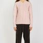 IrelandsEye Knitwear Mill Lane Cable V-Neck Sweater Pink Mist