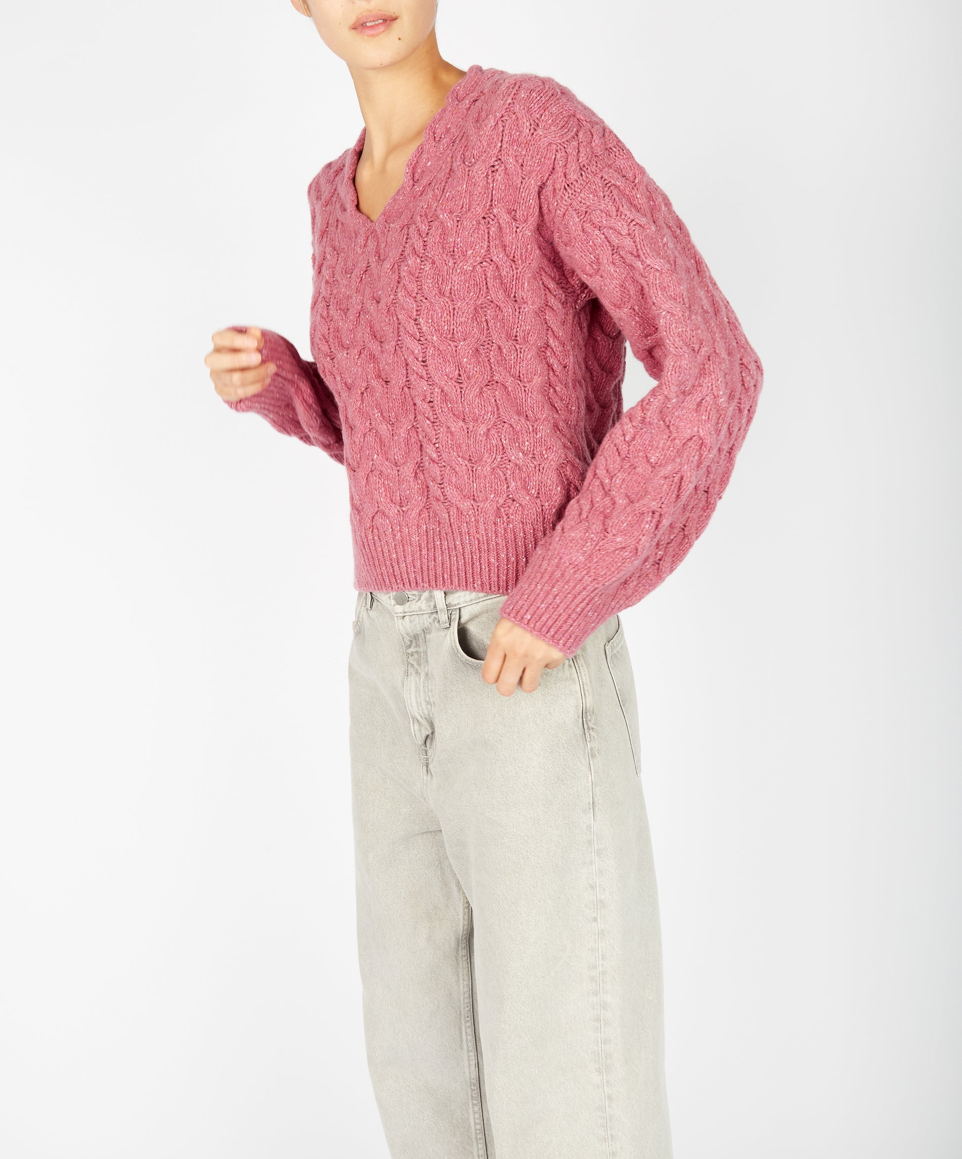 IrelandsEye Knitwear Hapenny Horseshoe Sweater Bubblegum pink