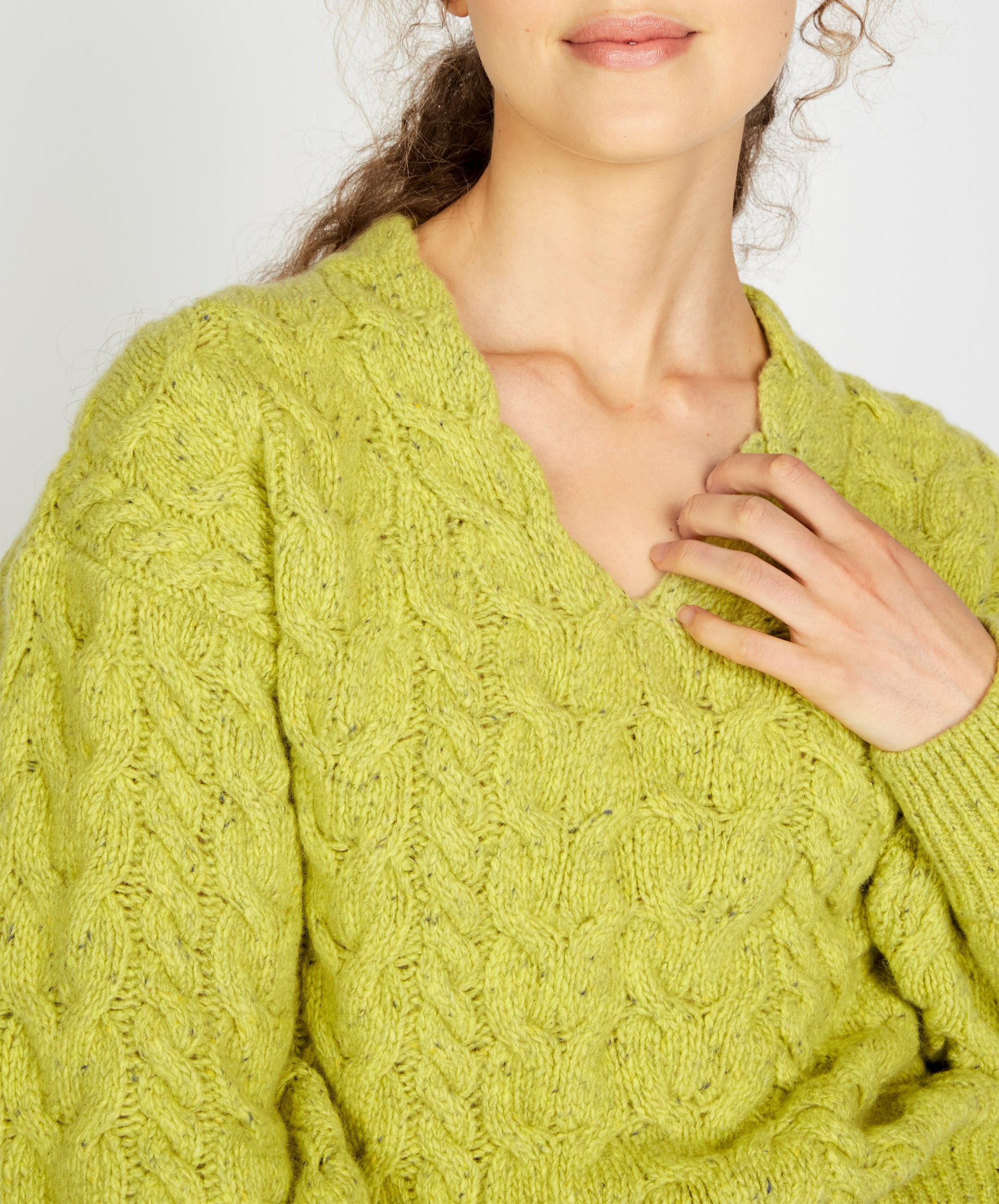 IrelandsEye Knitwear Hapenny Horseshoe Sweater Chartreuse