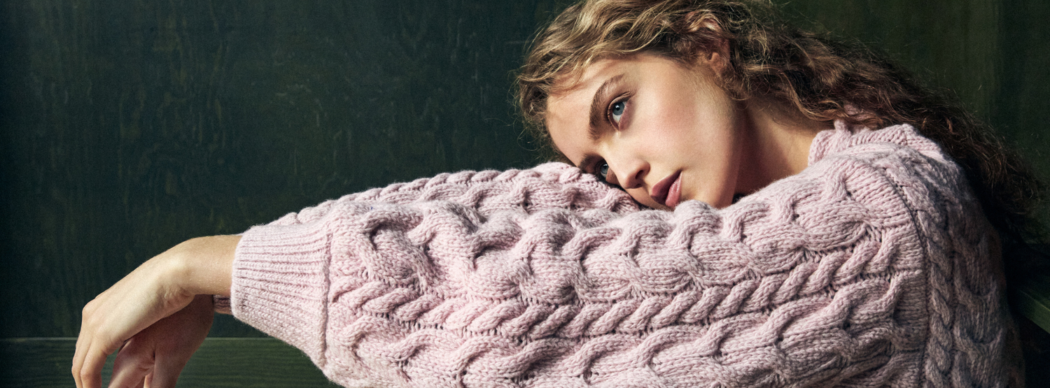 Merino Wool Sweater, Women's Powder High Neck