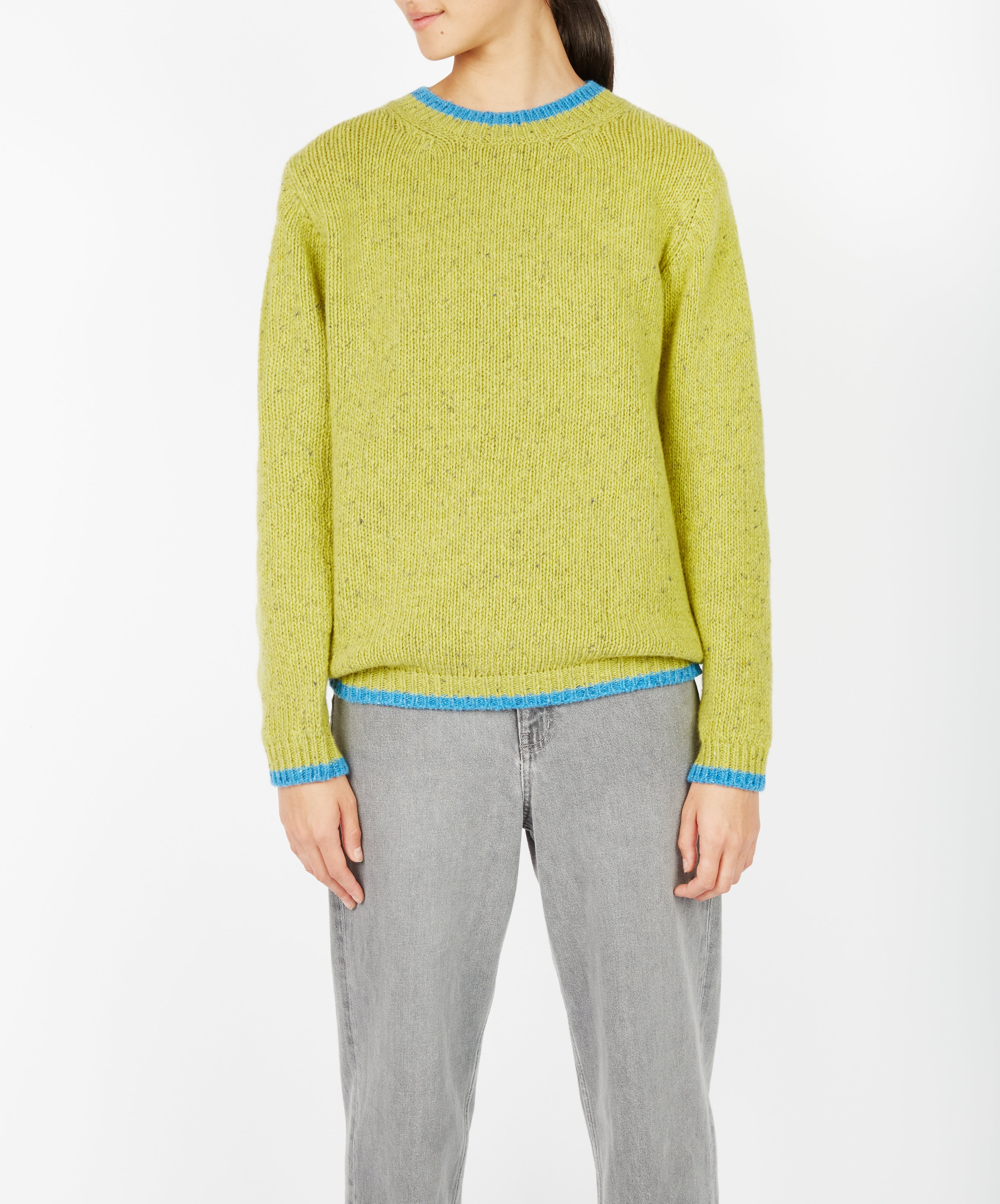 Womens Slaney Crew Neck Sweater Chartreuse IrelandsEye Knitwear