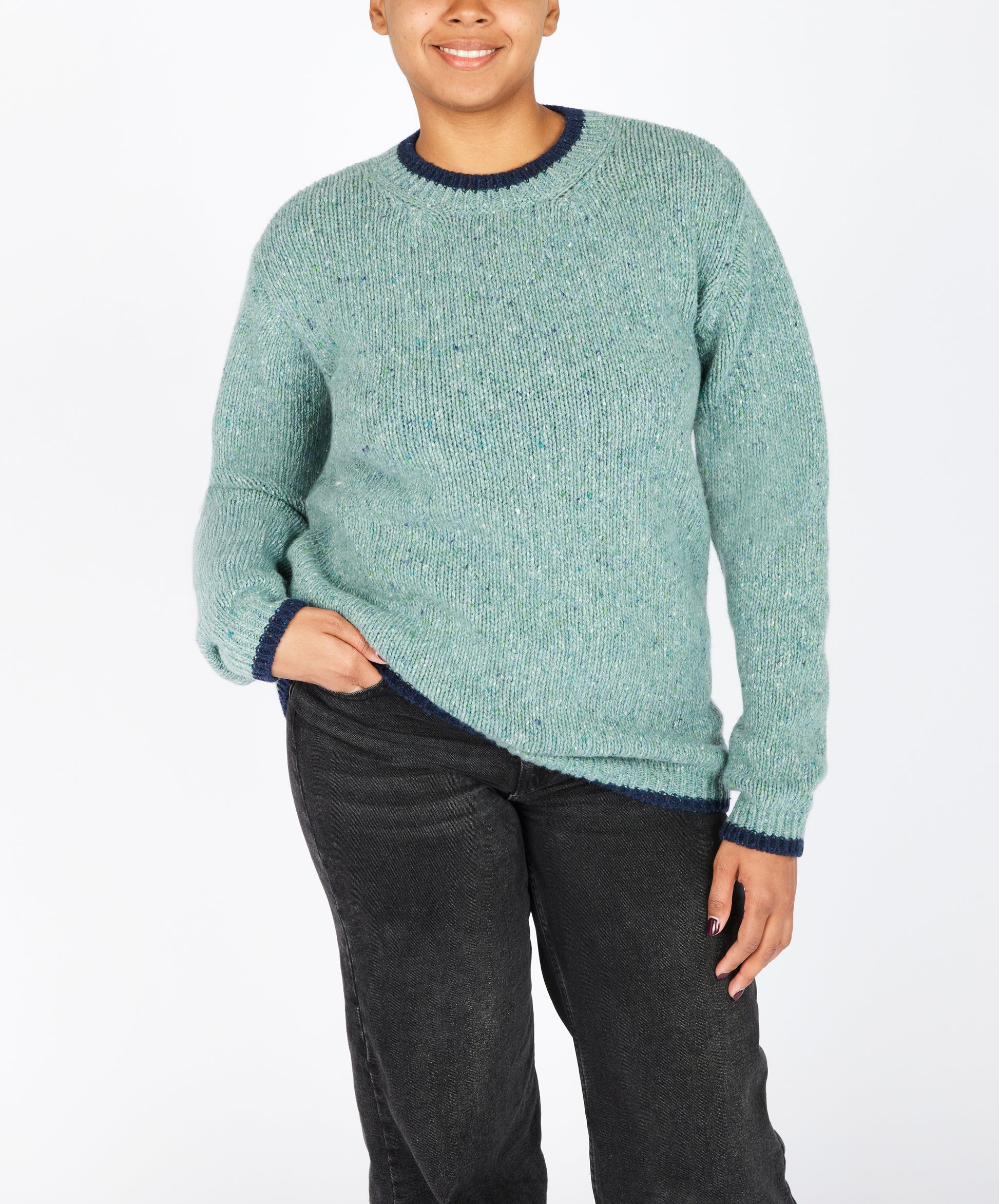 IrelandsEye Knitwear Slaney Crew Neck Sweater in Ocean Mist