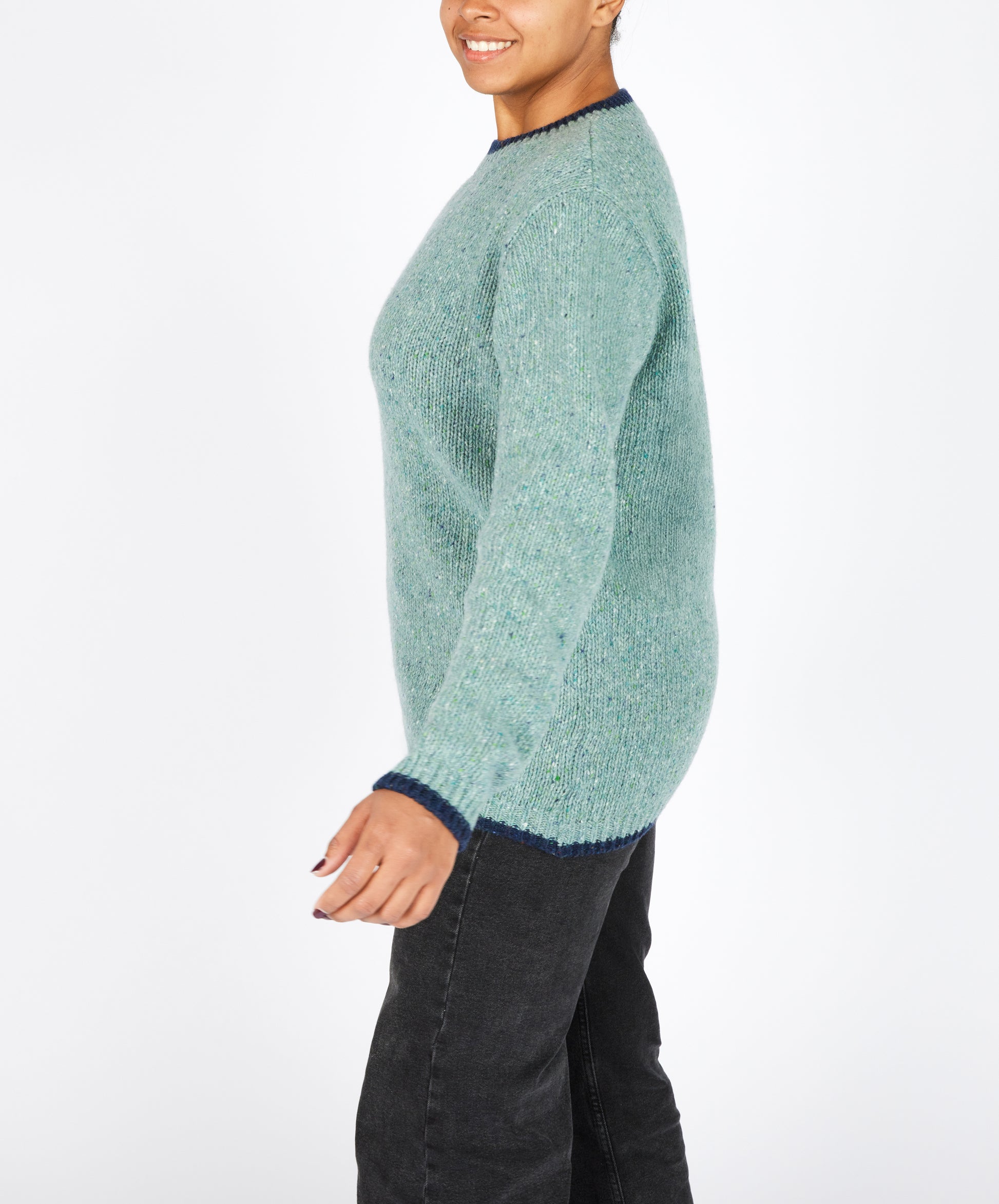 IrelandsEye Knitwear Slaney Crew Neck Sweater in Ocean Mist