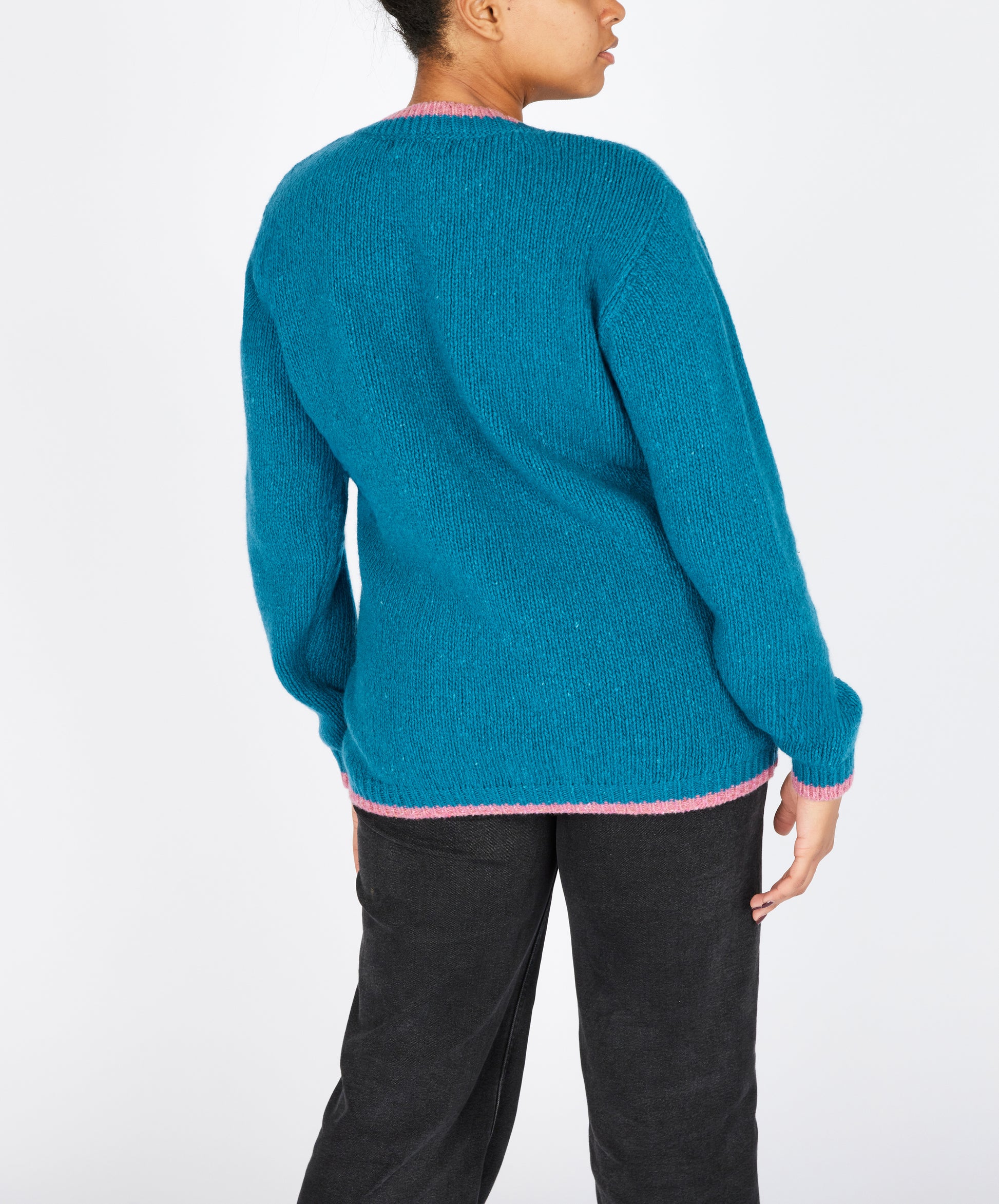 IrelandsEye Knitwear Slaney Crew Neck Sweater in Teal Harbour