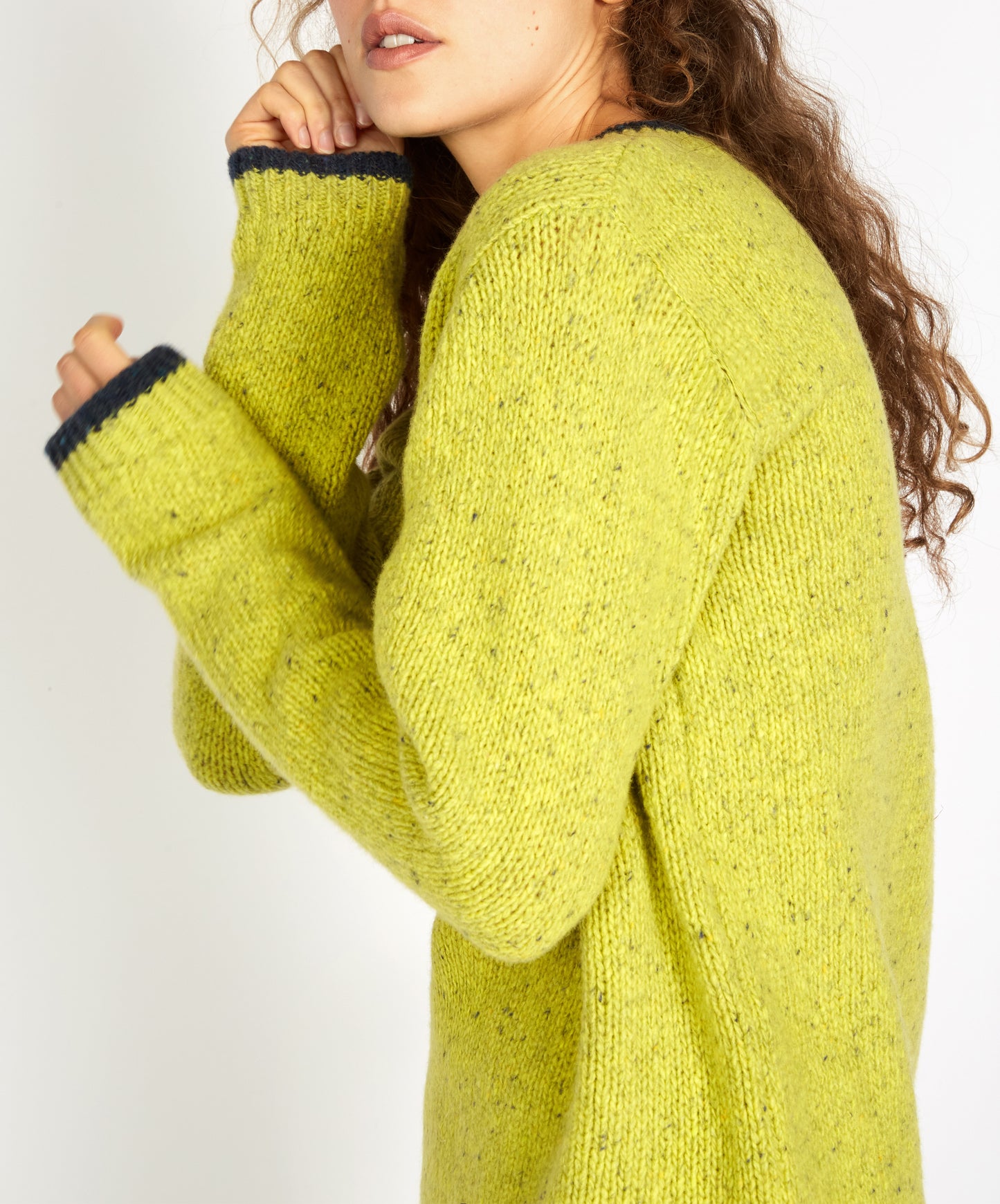 IrelandsEye Knitwear Slaney Crew Neck Sweater Chartreuse
