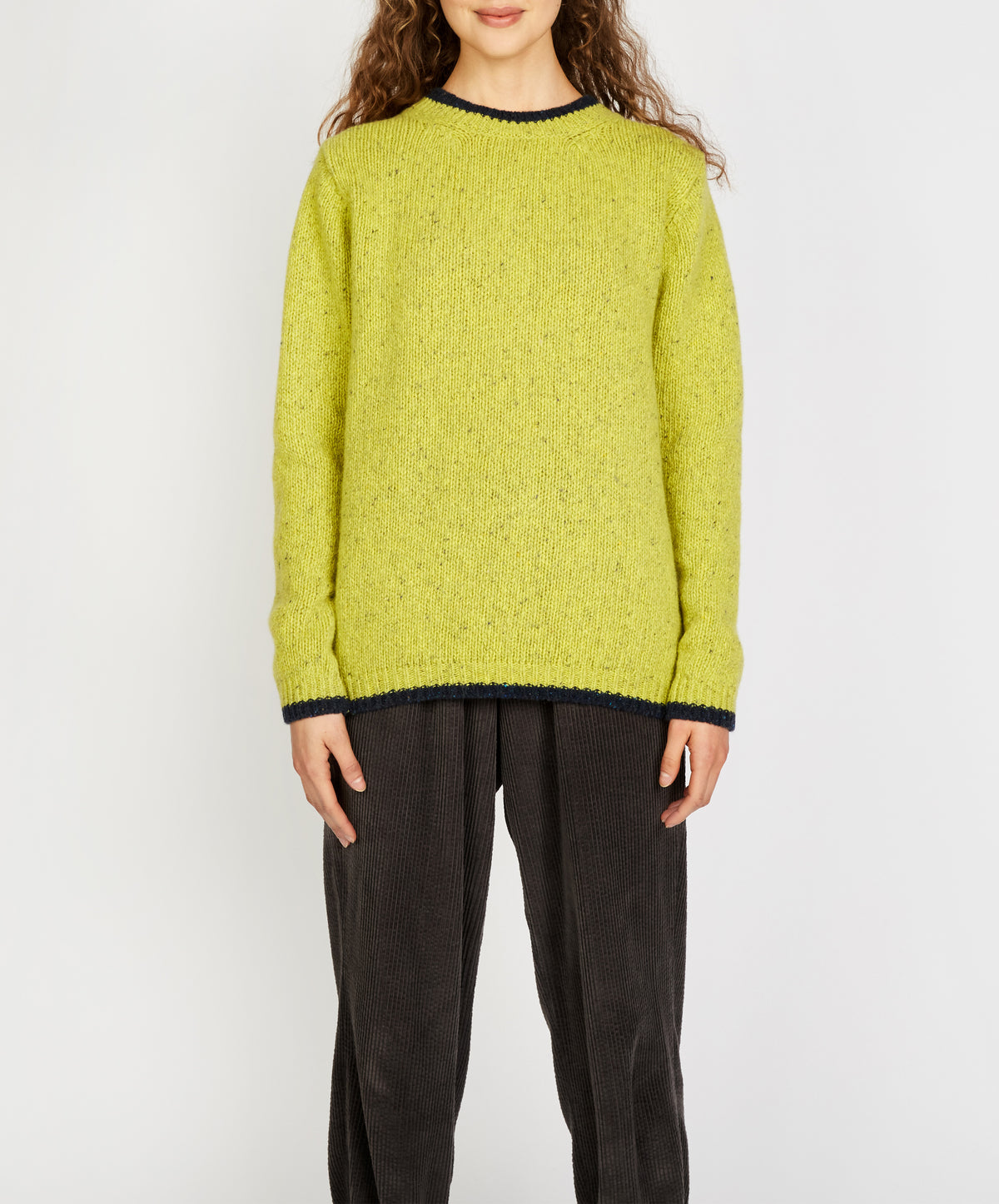 IrelandsEye Knitwear Slaney Crew Neck Sweater Chartreuse