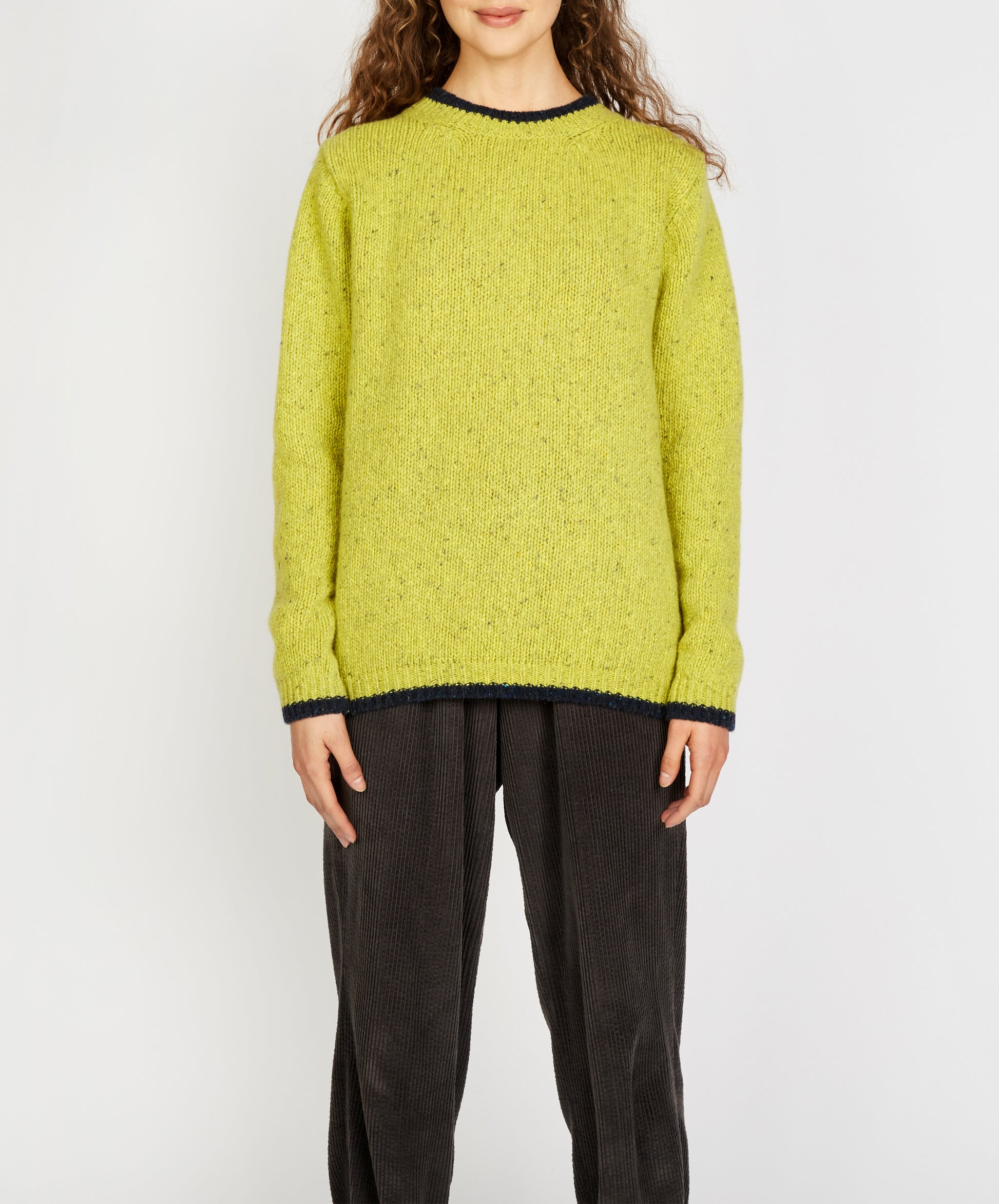 IrelandsEye Knitwear Slaney Crew Neck Sweater Chartreuse