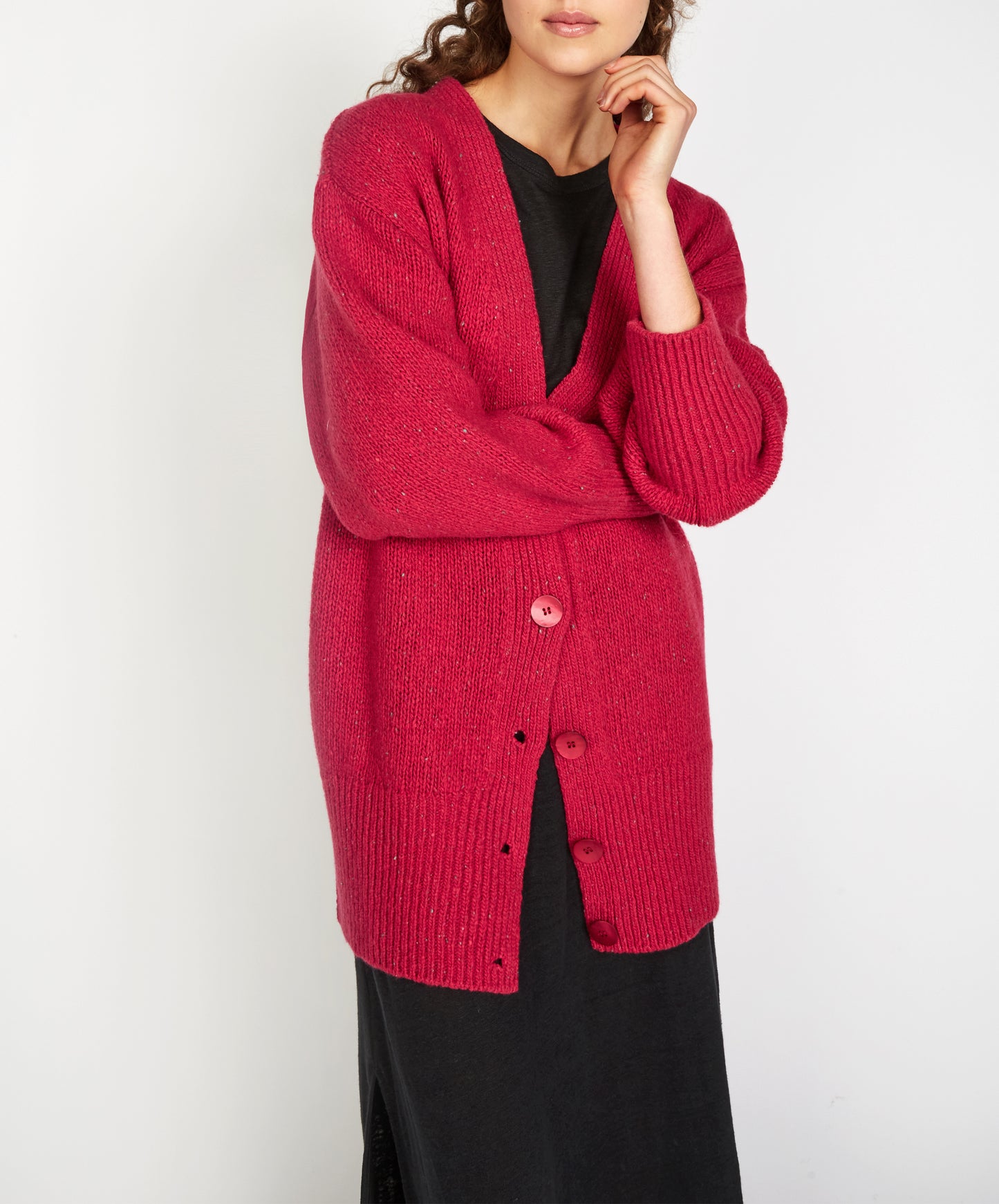 IrelandsEye Knitwear Cumberland Oversized Cardigan in Bramble Berry
