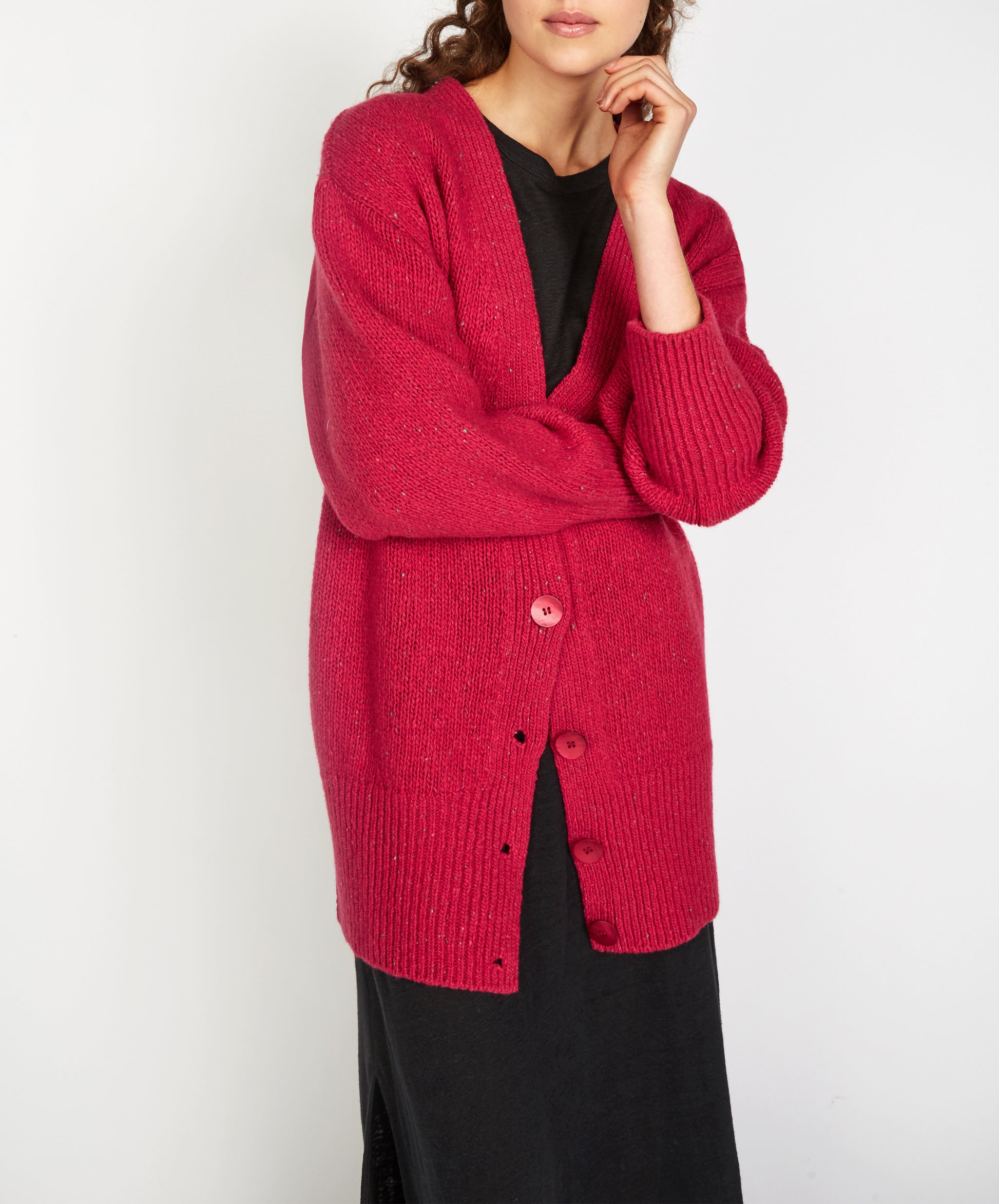 IrelandsEye Knitwear Cumberland Oversized Cardigan in Bramble Berry
