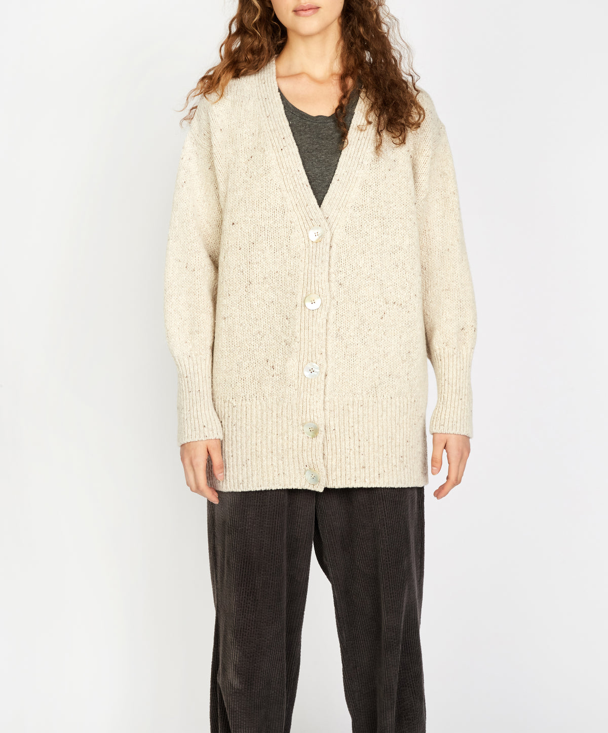 IrelandsEye Knitwear Cumberland Oversized Cardigan in Chalkstone