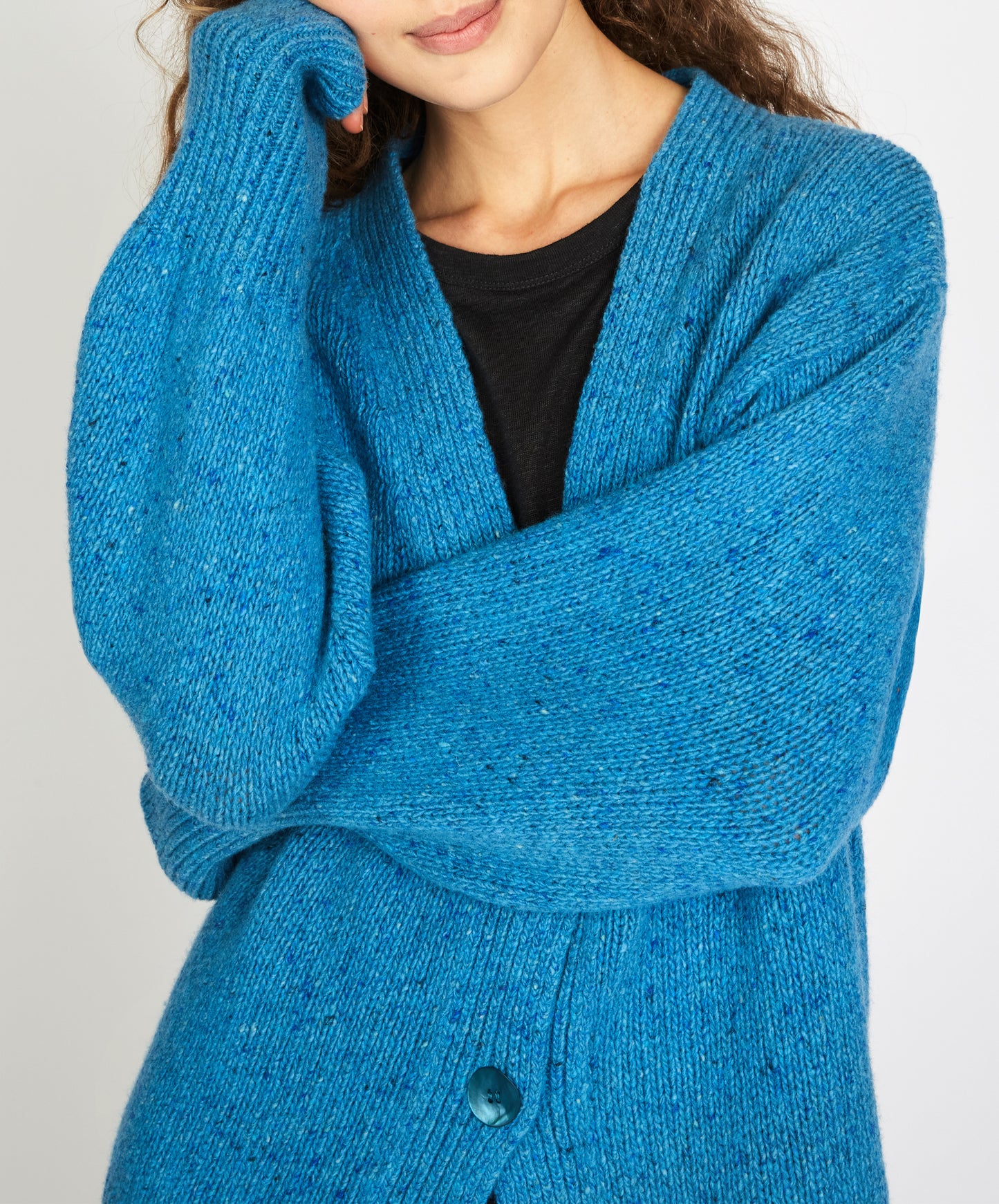 IrelandsEye Knitwear Cumberland Oversized Cardigan in Forget-Me-Not Blue