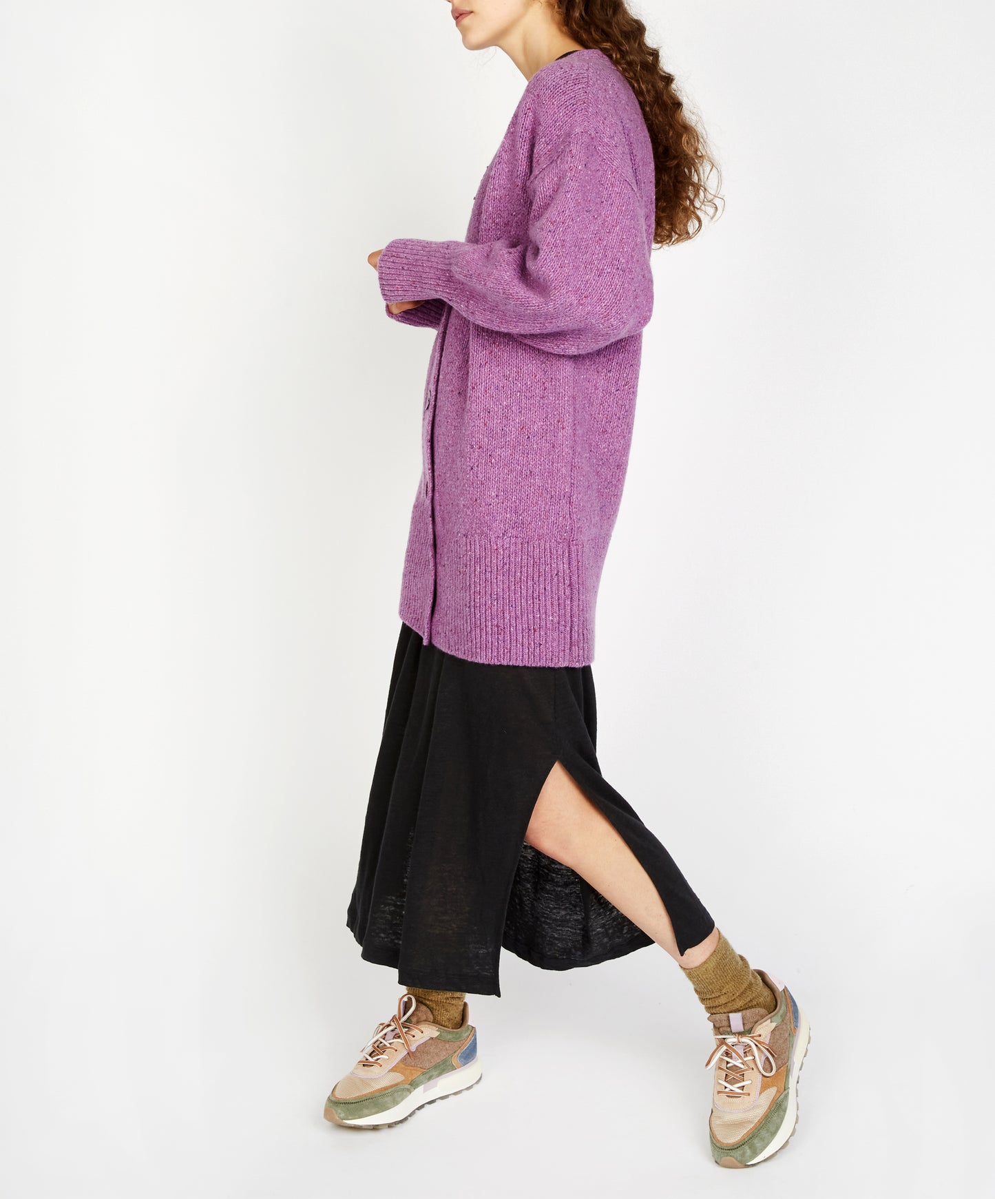 IrelandsEye Knitwear Cumberland Oversized Cardigan in Orchid