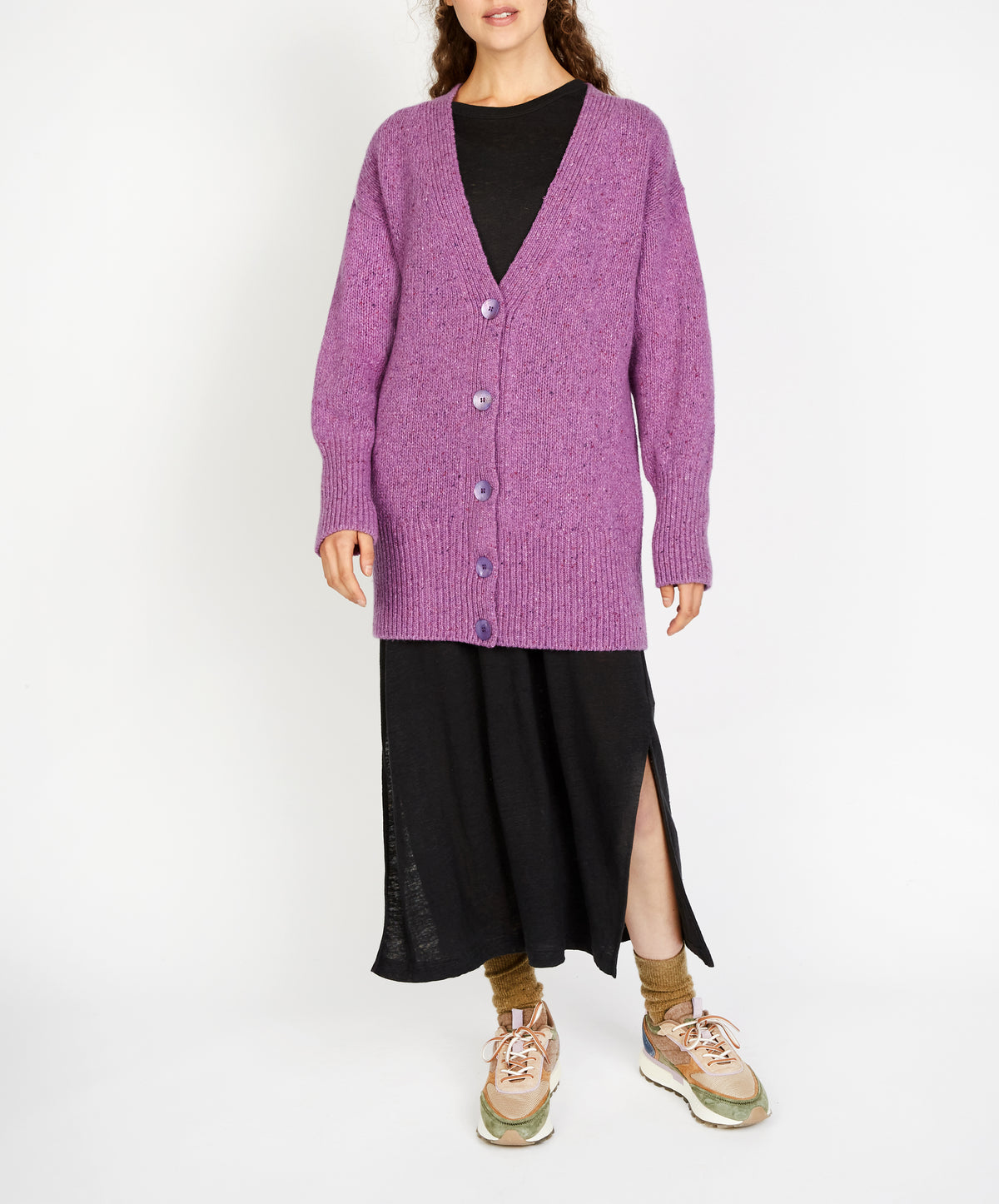 IrelandsEye Knitwear Cumberland Oversized Cardigan in Orchid