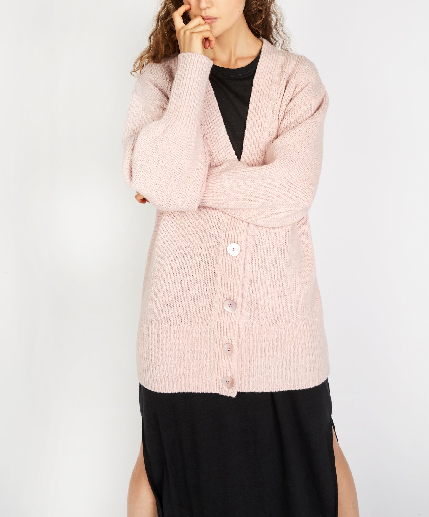 IrelandsEye Knitwear Cumberland Oversized Cardigan in Pink Mist